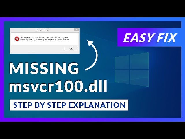 msvcr100.dll Missing Error | How to Fix | 2 Fixes | 2021