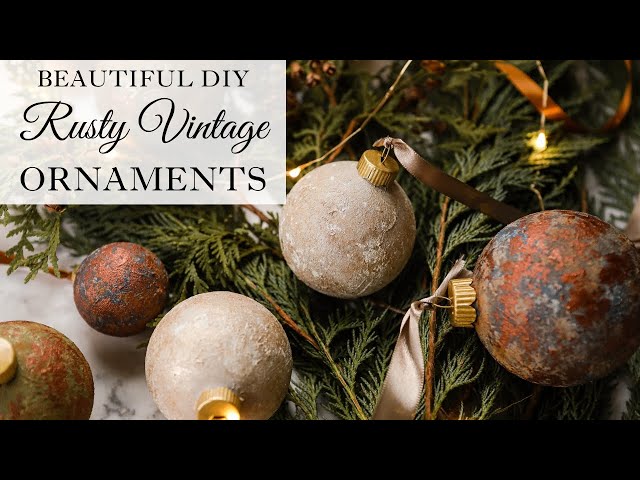 DIY Rusty Vintage Ornaments with acrylic paint