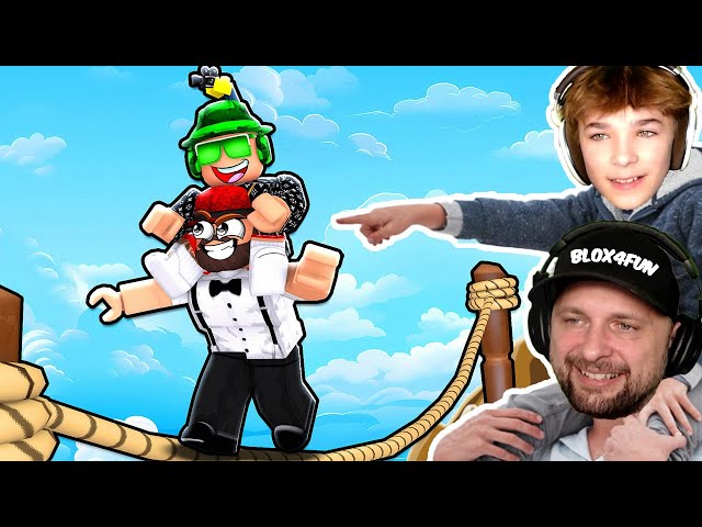 Simas Gamer Rides PiggyBack on SgDad in Roblox HOP ON 2 Player Obby! Ultimate Climbing Challenge 🪜