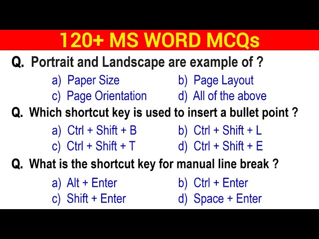MS Word MCQ Questions and Answers | Marathon Revision Class