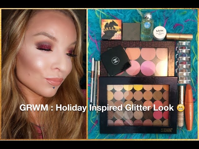 GRWM : Warm Holiday Inspired Look : Makeup Geek Shadows LIT Glitter Lids