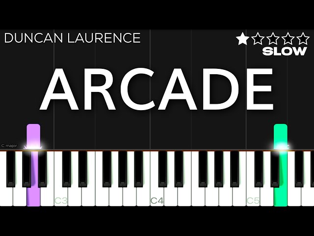 Duncan Laurence - Arcade | SLOW EASY Piano Tutorial