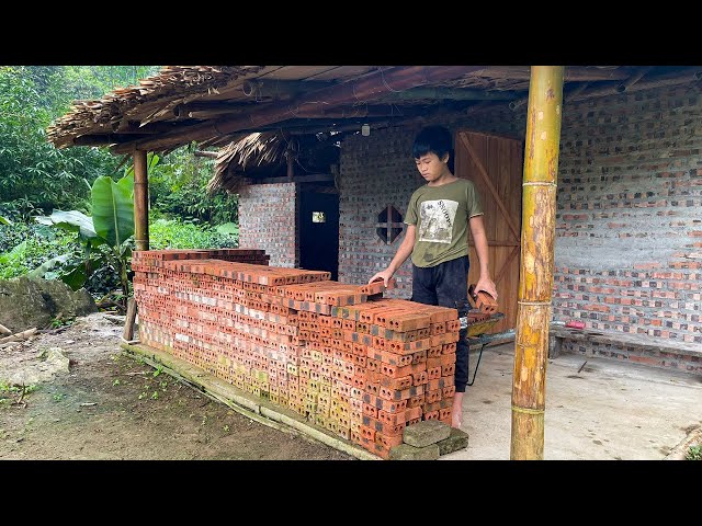 Orphan Boy - Continue to Build a Bathroom with Bricks, Arrange Bricks for Preservation #diy