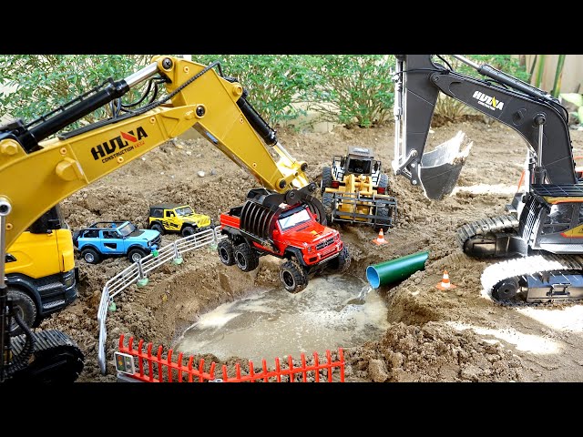 30min] Car Toys Play with Truck Repair & Water Pipe Sand Play Activity