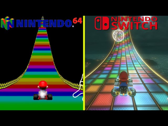 Mario Kart 64 vs Mario Kart 8 Deluxe  Nintnedo 64 vs Switch Classic Tracks Graphics Comparison
