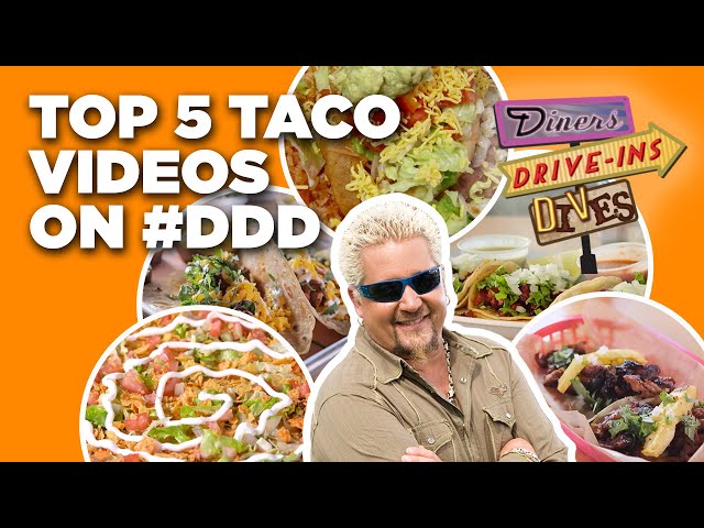 Top 5 Craziest #DDD Taco Videos with Guy Fieri | Diners, Drive-Ins and Dives | Food Network