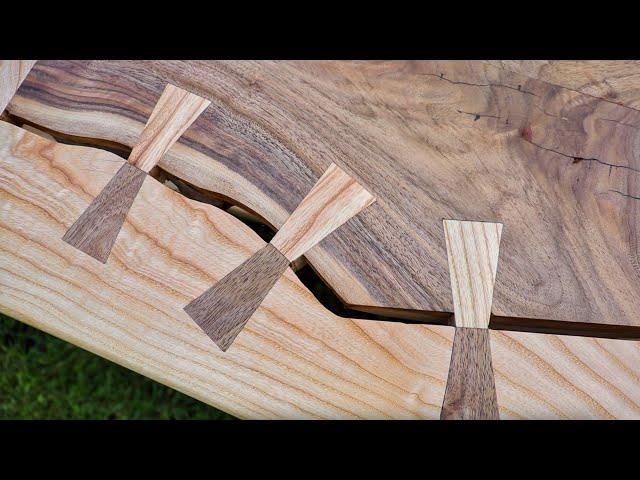 How To Making And Installing Wood Bow Ties In Slabs With A Router | Video Tutorial Woodworking