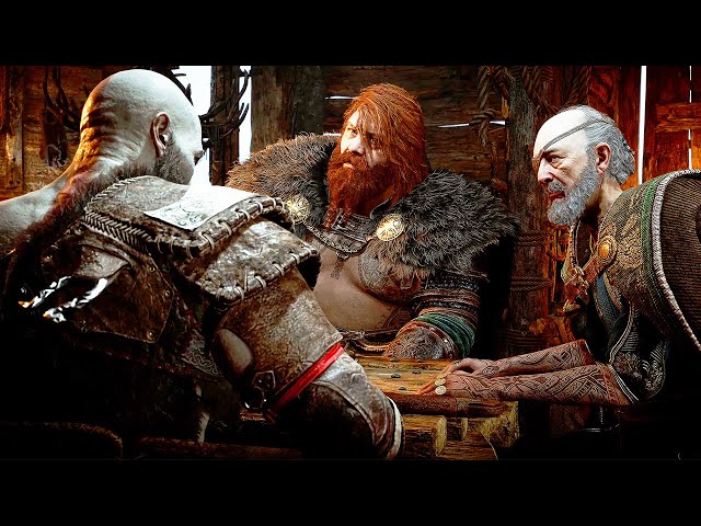 Kratos Meets Thor & Odin for the First Time Scene - GOD OF WAR RAGNAROK PS5 2022