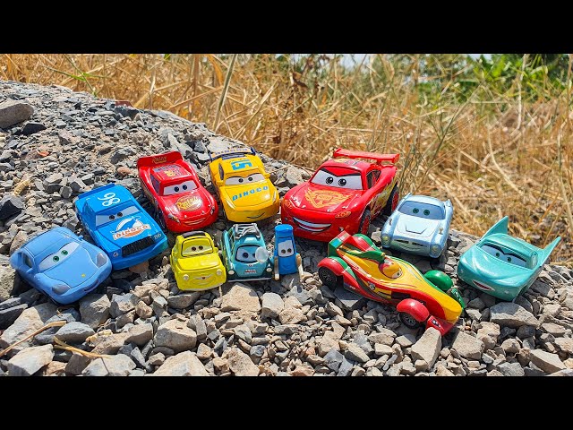 Looking for Disney Pixar Cars On the Rocky Road: Lightning Mcqueen, Chick Hicks, Dinoco King