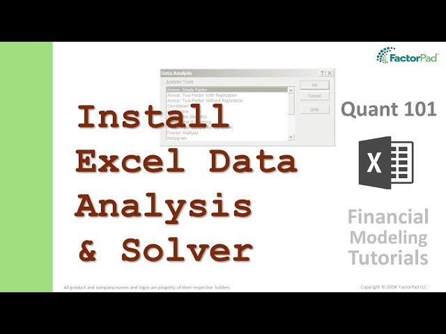 Install Excel Data Analysis ToolPak and Solver Add-In | Financial Modeling Tutorials