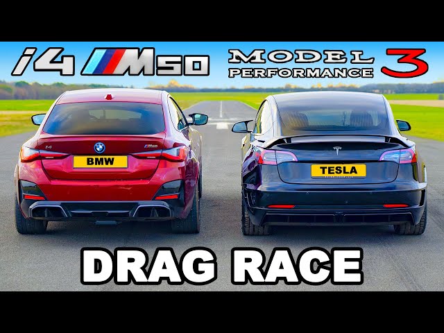 BMW i4 M50 v Tesla Model 3 Performance: DRAG RACE