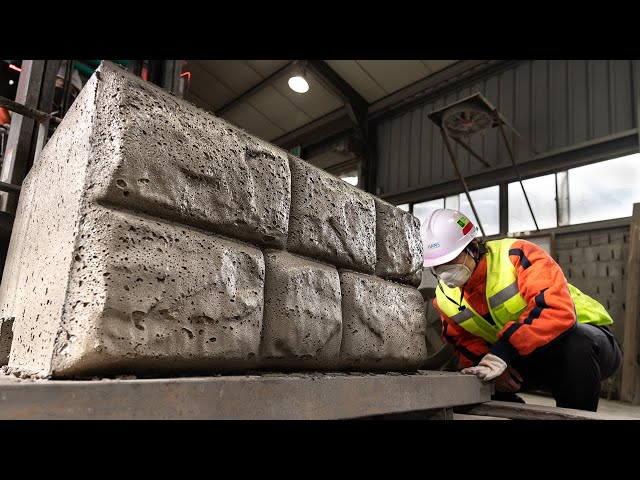 Fake Stone Block Manufacturing Process  Retaining Wall Block Factory in Korea