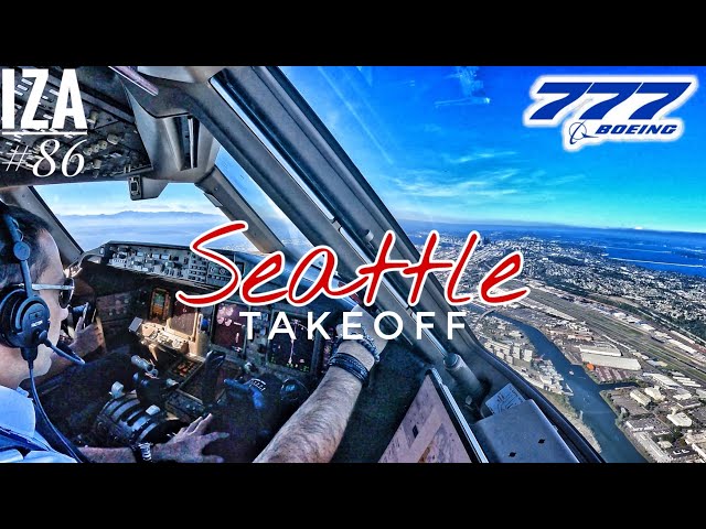 B777 SEA 🇺🇸 Seattle | TAKEOFF 34R | 4K Cockpit View | ATC & Crew Communications