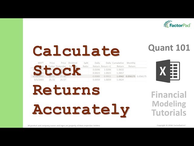 Calculate monthly returns on stocks in Excel | Financial Modeling Tutorials