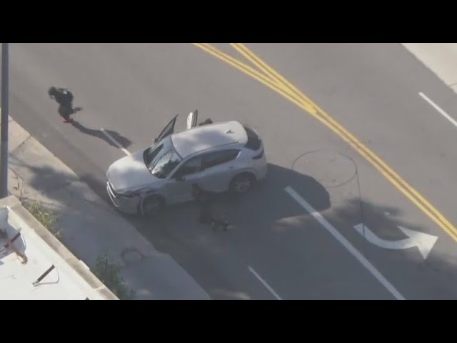 Several suspects in custody after police chase ends in crash in DTLA