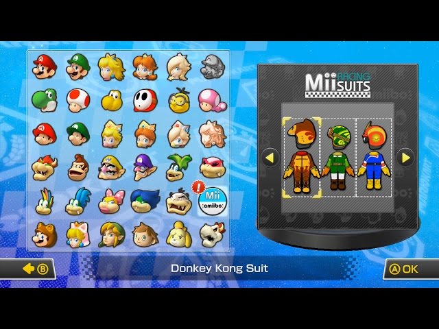 Mario Kart 8 All Amiibo Character Suits