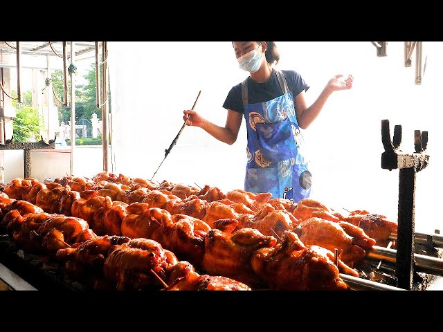 Amazing Scale Charcoal Grilled Chicken - Thai Street Food