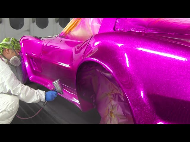 21st birthday gift is Pink Corvette / Custom painting method / Magic Flake Violet Pink