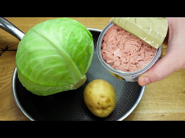 Do you have potatoes and cabbage at home❓ Just grate potatoes, cabbage, add canned tuna