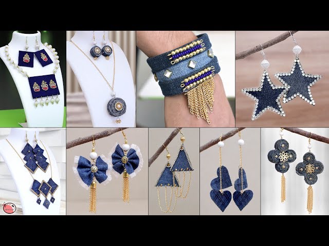 25 Old Jeans Jewelry Making at Home !!! Old Clothe Reuse Craft Ideas