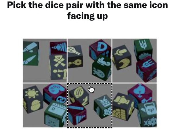 Pick the dice pair with the same icon facing up