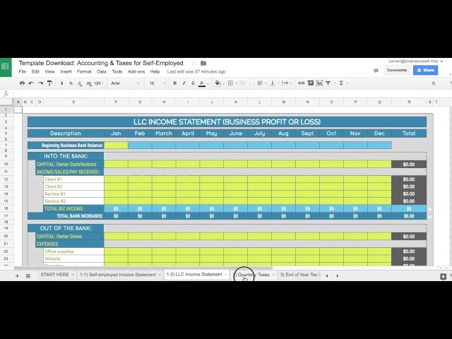 The BUSINESS SPREADSHEET TEMPLATE for Self-Employed Accounting & Taxes (&LLCs!)