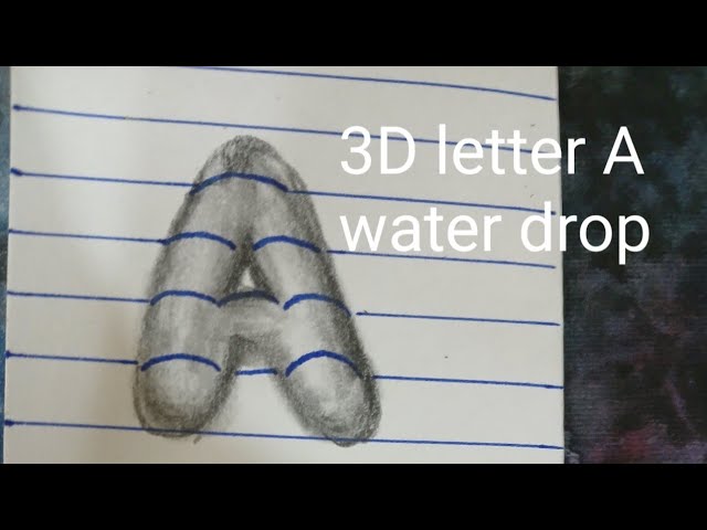 3D Letter A Water Drop  Drawing Tutorial @VandanaVibrantArt