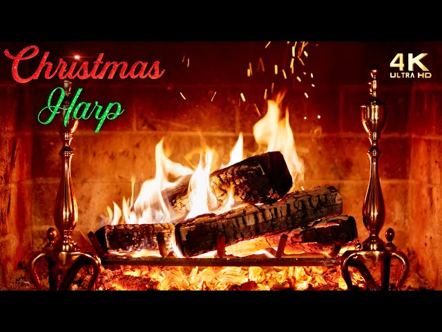 🔥 Christmas Fireplace w/ Peaceful Harp Christmas Music 🔥🎄 Instrumental Christmas Fireplace Ambience