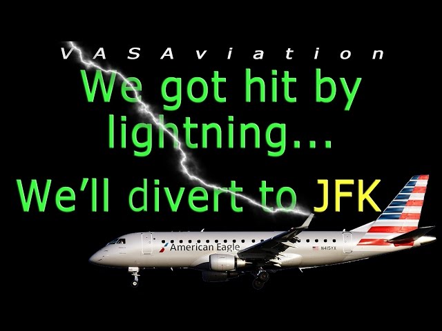 `[REAL ATC] American E175 STRUCK BY LIGHTNING at New York!