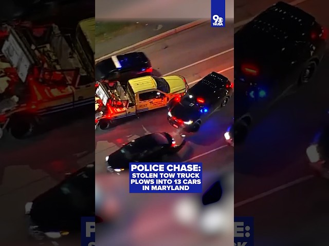 VIDEO: Stolen Tow Truck Plows Through Police and Civilian Cars in Maryland