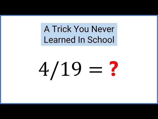 Very few know this math secret - how to divide by 19 in your head