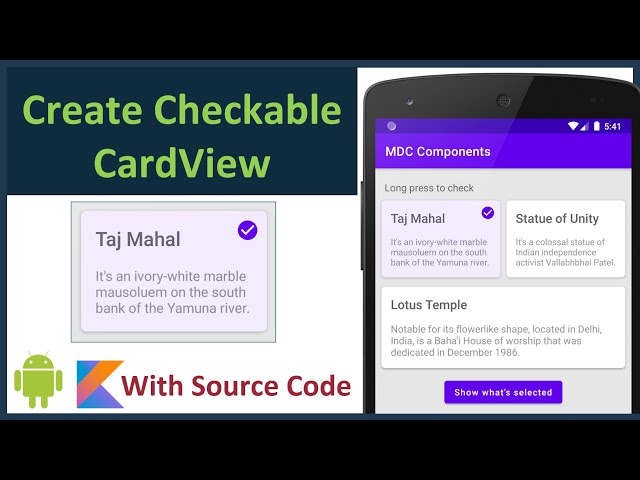How to make CardView checkable: Android Studio Tutorial (Kotlin)