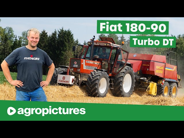 Fiat 180-90 Turbo DT Sound | 6 Zylinder Power Traktor im Einsatz beim Stroh pressen und am Pflug
