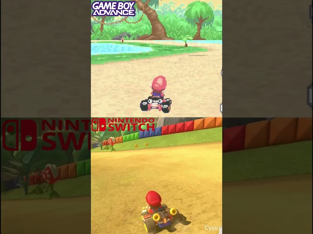 Mario Kart 8 Riverside Park Nintendo Switch vs Game Boy Advance Track Graphics Comparison