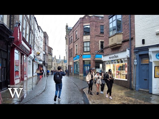 Wet Rainy Walk, Durham City | Binaural Ambient City Sounds 4K