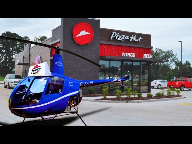 Pizza pickup in a helicopter