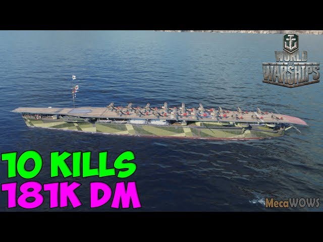 World of WarShips | Hosho | 10 KILLS | 181K Damage -  Replay Gameplay 4K 60 fps