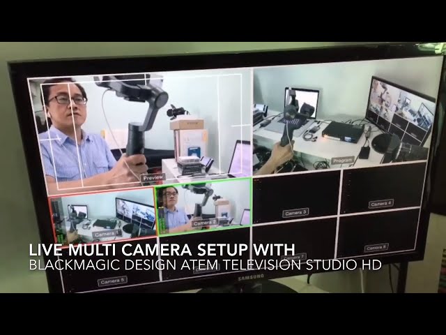 Multi-camera live switching setup with BlackMagic Design ATEM Television Studio HD