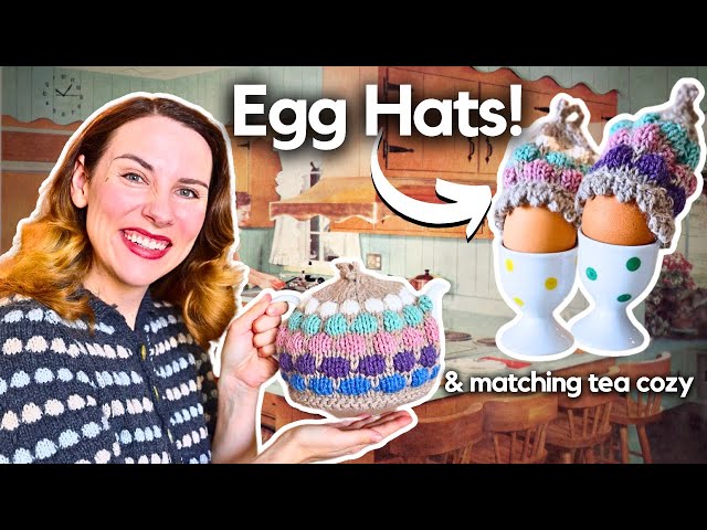 I knit vintage ✨cozies✨ for my breakfast! (and now I match my eggs & tea)