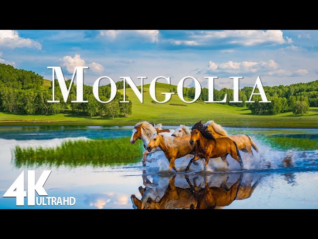 FLYING OVER MONGOLIA (4K UHD) - Amazing Beautiful Nature Scenery with Piano  Music - 4K Video HD