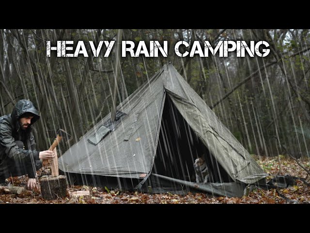 Heavy Rain Camping in the Forest