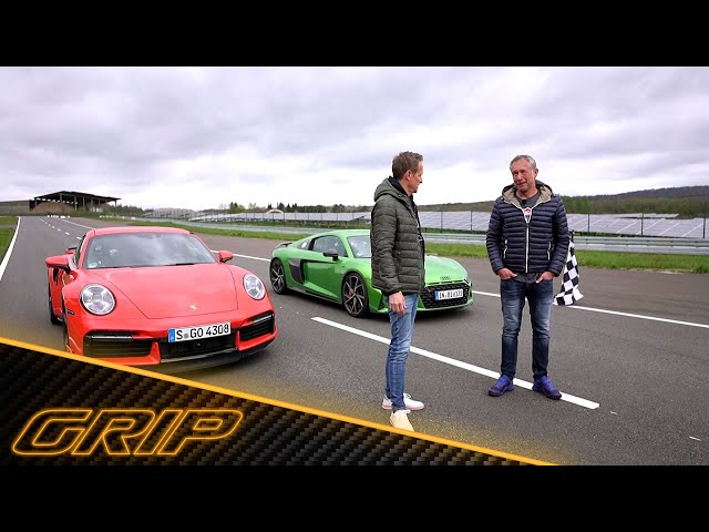 Duell der Allrad-Supersportler - Porsche 911 Turbo vs. Audi R8 V10 | GRIP