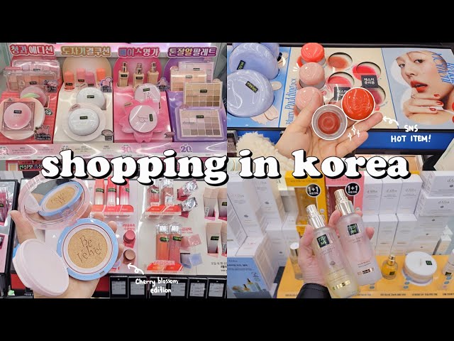 shopping in Korea vlog 🇰🇷 spring skincare & makeup haul 💐 fwee, clio, amuse & more 올영세일
