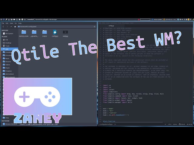 Taking A Look At The Qtile Window Manager | Zaney Games On Linux