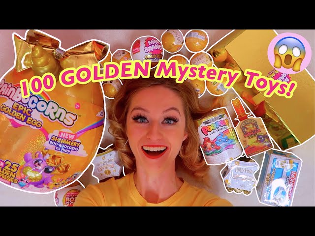 UNBOXING 100 *GOLDEN* MYSTERY TOYS!😱✨(MONOPOLY CHEST, MINI BRANDS, TREASURE X, GIANT GOLD EGG ETC!)🤭