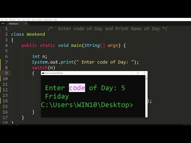 Java program to print day name of weekend using switch statement | Learn Coding