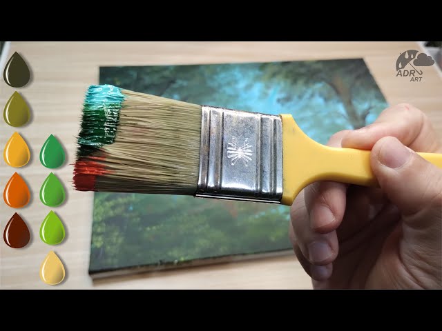 How to Paint a Simple Forest / Acrylic Painting Techniques