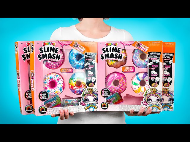 Öffnen, dekorieren und zermatschen - die GROßE Serie Smash Poopsie Slime Donuts! 🍩