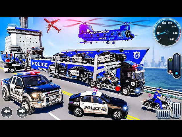 US City Police Car Transporter Driving - Police Trailer Truck Driver Simulator 3D - Android GamePlay