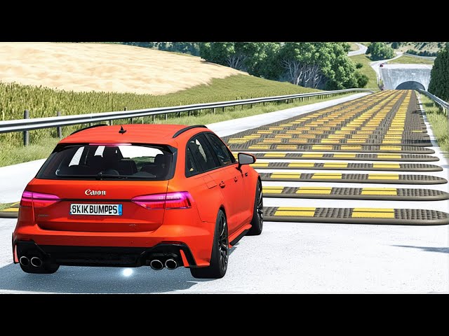 Cars vs 100 Speed Bumps, Potholes, Log Trap, Deep Water and Stairs ▶️ BeamNG Drive (LONG VIDEO)